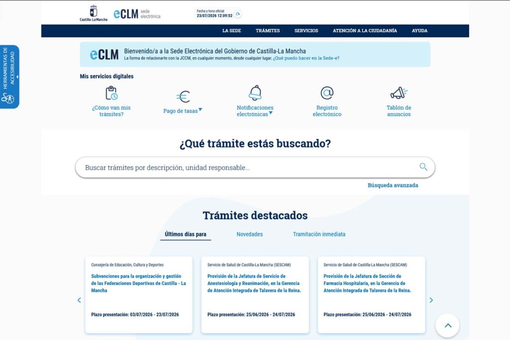 Captura de sede electronica clm – Gobierno de Castilla La Mancha (Albacete)