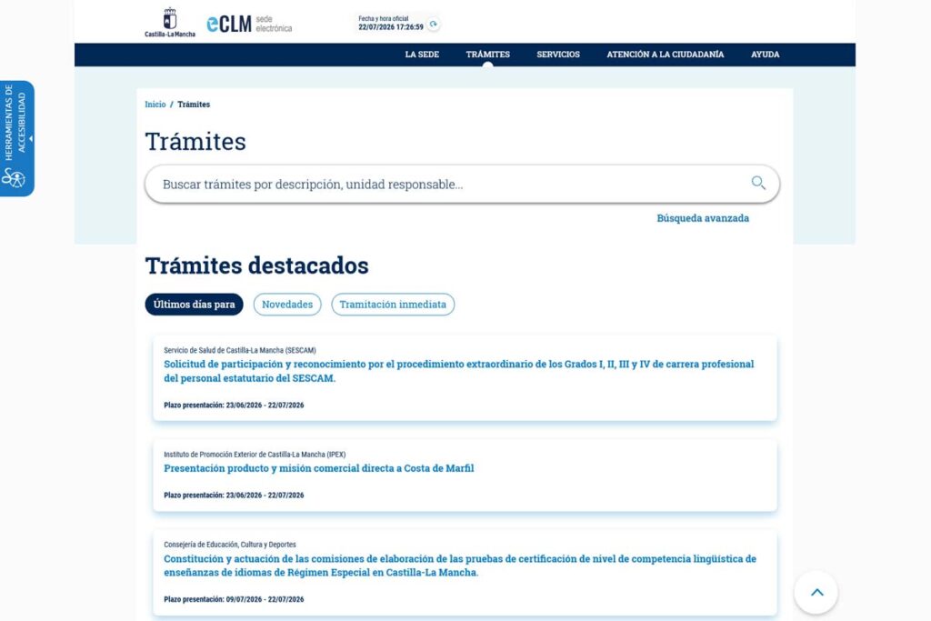 Captura de tramites clm – Junta de Castilla La Mancha (Albacete)